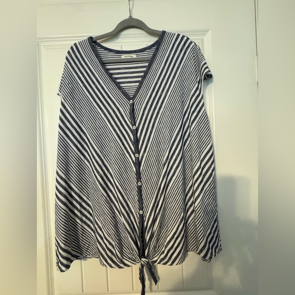 Fun and casual blue and white top